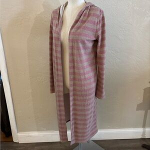 Chloe & Katie Striped Hooded Duster Cardigan Sz Small